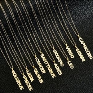 Gold "Virgo" Stainless Steel Zodiac sign necklace